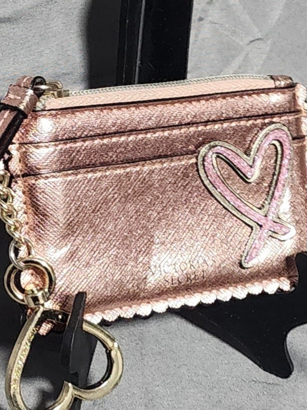 NWOT Victoria's Secret Metallic Pink Card Case Holder Wallet